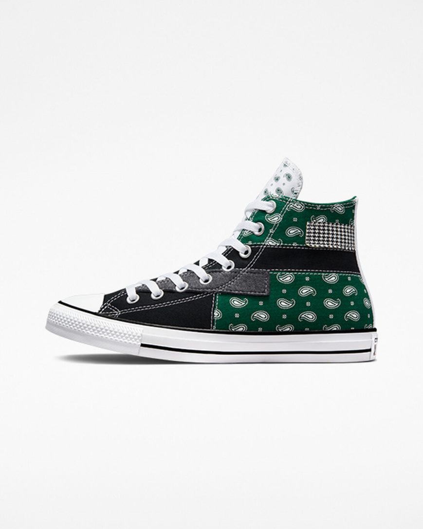 Men's Converse Chuck Taylor All Star Hacked Patterns High Top Shoes Green / Black / White | AU 1850CI